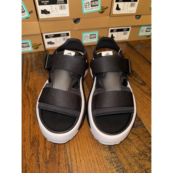 Adidas Mehana Men's Black White Sport Sandals Slides Size 11 - Picture 2 of 8